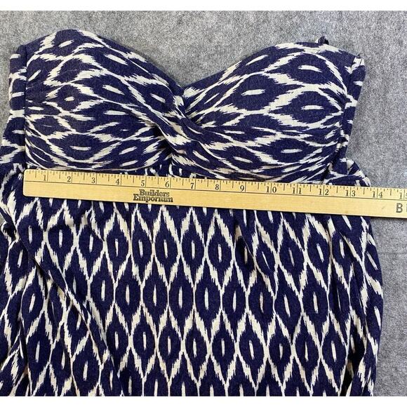 Robin Piccone Maxi Dress Blue White Large Stetch Halter Neck Tie Sweat heart - Picture 10 of 12